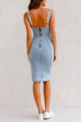 Meridress – Figurbetontes Denim-Camisole-Kleid mit verstellbaren Trägern und U-Ausschnitt